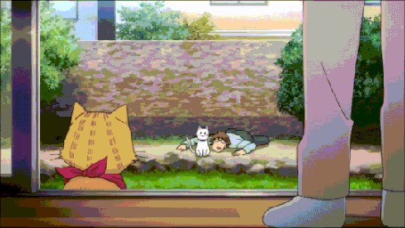 Анимация Персонаж из аниме Kaguya-Sama wa Kokurasetai с котенком