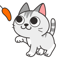Анимация Котик играет с морковкой, гифка Котик играет с морковкой