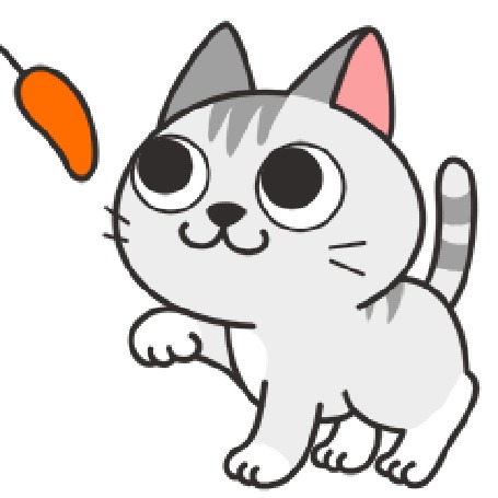 Анимация Котик играет с морковкой