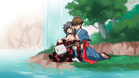 Анимации похожие на "Парень с девушкой сидят у воды, by rikeza" .