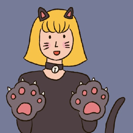 Анимация Девушка в образе кошки на сером фоне, (meow / мяу), автор сarolynnyoe