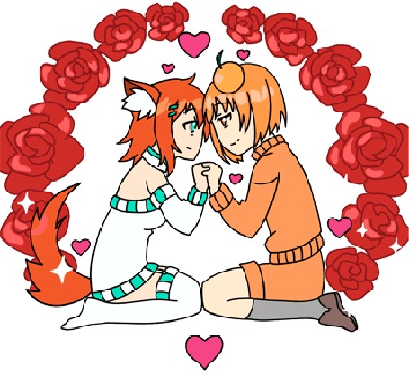 Анимация Две девушки среди сердец и роз, by rikeza