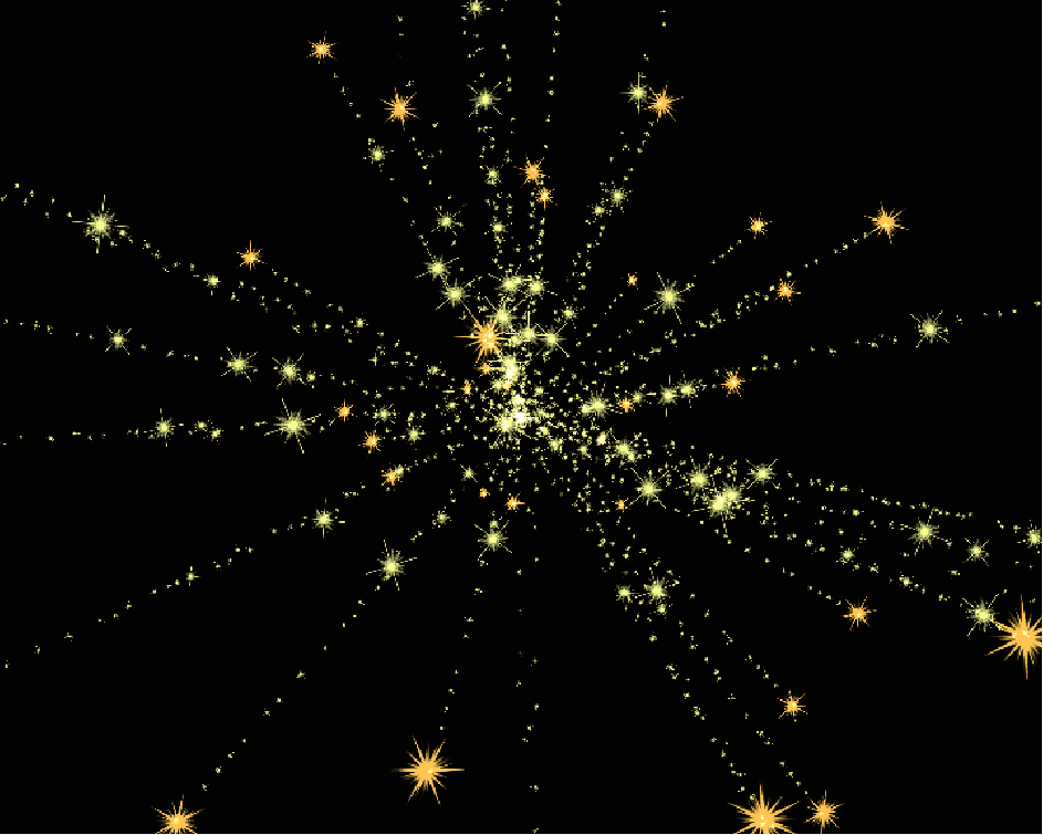 Анимация Часто мерцающие золотистые звезды на черном фоне, разлетающиеся из центра, гифка Часто мерцающие золотистые звезды на черном фоне, разлетающиеся из центра