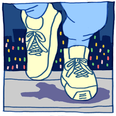 Анимация Шагающие ноги в кроссовках, гифка