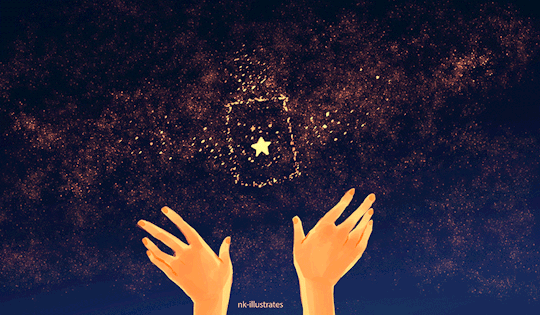 Анимация Над руками сияют звезды, by nkimillustrate, гифка Над руками сияют звезды, by nkimillustrate
