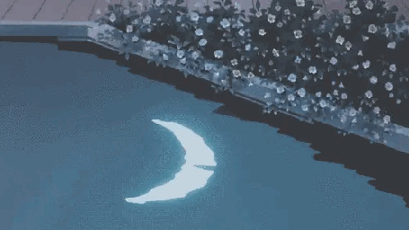Анимация Месяц отражается в воде
