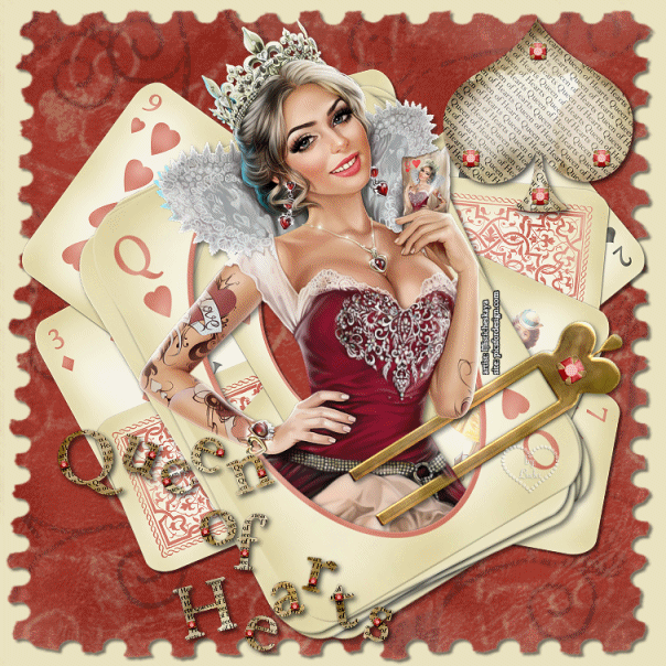 Анимация Девушка среди колоды карт (Queen od hearts / Королева сердец), гифка Девушка среди колоды карт (Queen od hearts / Королева сердец)