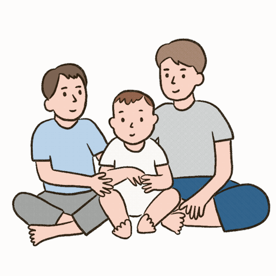 Анимация Гиф анимация Три мальчика сидят и поднимают вверх руки, гифка