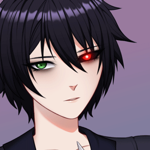 Анимация Темноволосый парень с разноцветными глазами, с ножом у лица, гифка