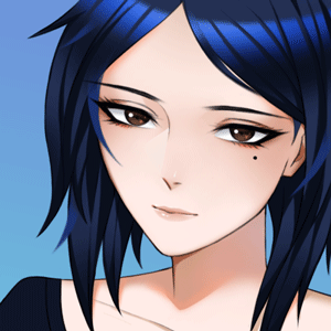 Анимация Девушка с синими волосами на голубом фоне, гифка