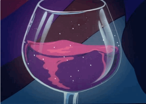 Анимация В бокале колышется розовое вино, гифка