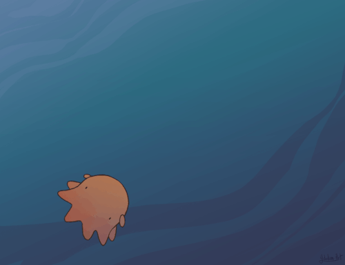 Анимация Медуза чего-то пугается, гифка Медуза чего-то пугается