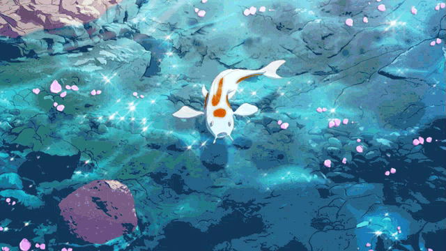 Анимация Рыбка в воде, гифка