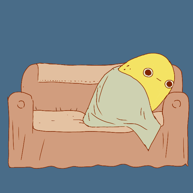 Анимация Картошка, лежащая на диване под одеялом, постоянно смотрит в смартфон, гифка Картошка, лежащая на диване под одеялом, постоянно смотрит в смартфон