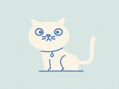 Анимация Белая кошка на светло-голубом фоне мяукает, гифка Белая кошка на светло-голубом фоне мяукает
