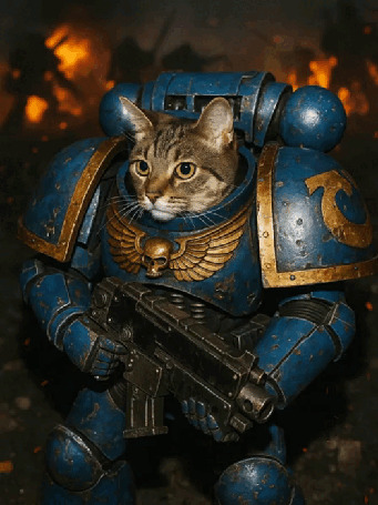 Анимация Кот в роле космического десантника. Франшиза Warhammer 40000 / Молот войны 40000