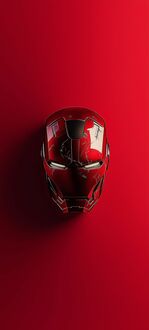 Обои на телефон Красный шлем Железного человека / Iron Man на красном фоне из киновселенной Marvel