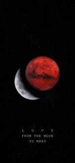 Обои на телефон Марс закрывающий Луну в космосе (LOVE FROM THE MOON TO MARS)