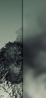 Обои на телефон Множество плотно расположенных текстурных элементов, напоминающих шишки, с вертикальным разделением композиции, на сером фоне