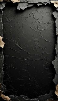 Обои на телефон Темная текстурированная поверхность с неровными складками, обрамленная рваной рамкой из слоев черного и бежевого материала, на черном фоне
