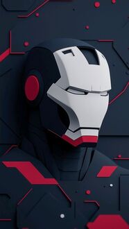 Обои на телефон Маска Железного человека / Iron Man mask из фильма Железный человек / Iron Man, в черно-белом и красном костюме, с элементами красных линий и форм