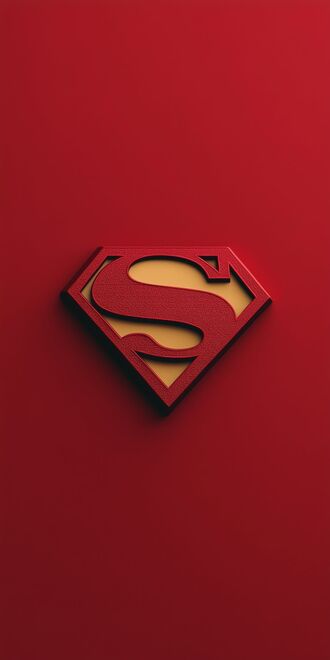 обои на телефон Объемное изображение эмблемы Супермена / Superman, на красном фоне