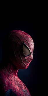 Обои на телефон Человек-паук из фильма Новый Человек-паук / The Amazing Spider-Man в профиль на черном фоне